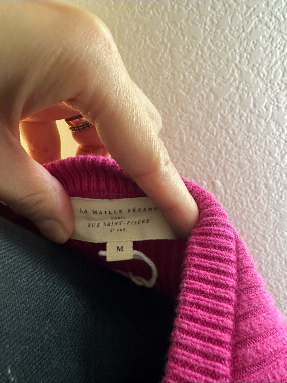 Sezane Women's Crewneck Button-Front Sweater - Fuchsia Pink - Picture 2 of 2